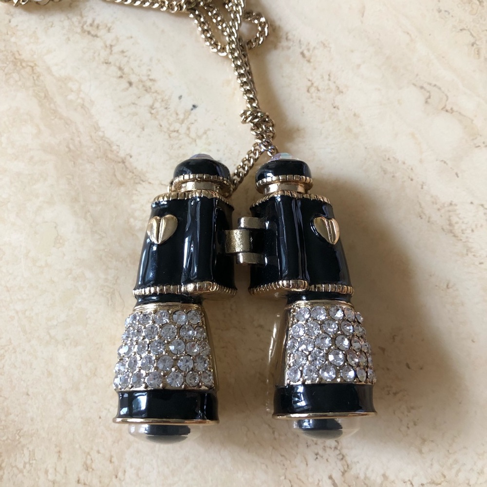 Betsey Johnson Black + gold Binocular Necklace